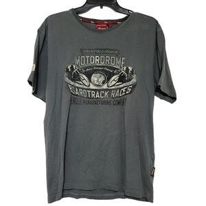 Indian Motorcycle T-Shirt Men M Short Sleeve Gray Springfield Stadium Boardtrack
